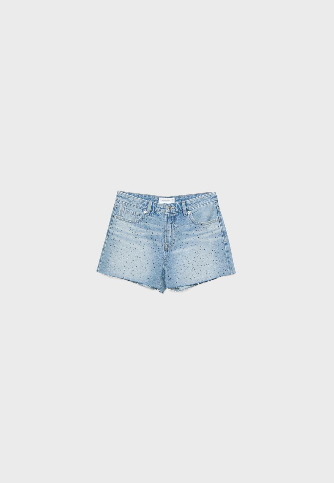 Black Denim Shorts Vaqueros Stradivarius Mom Fit Jeans Bicolore - Main Image