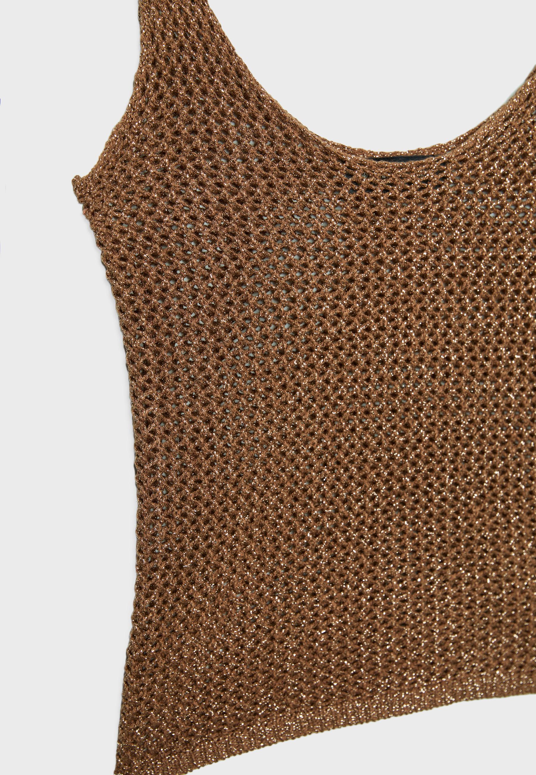 Metallic knit top — Brown