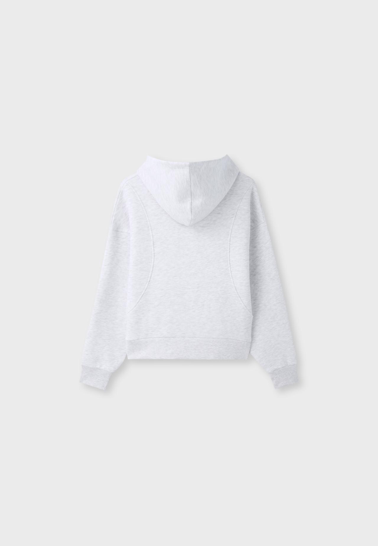 Printed text hoodie — Grey melange