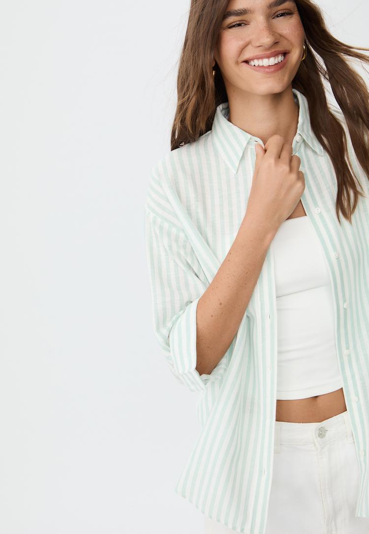 camisa fluida con lino