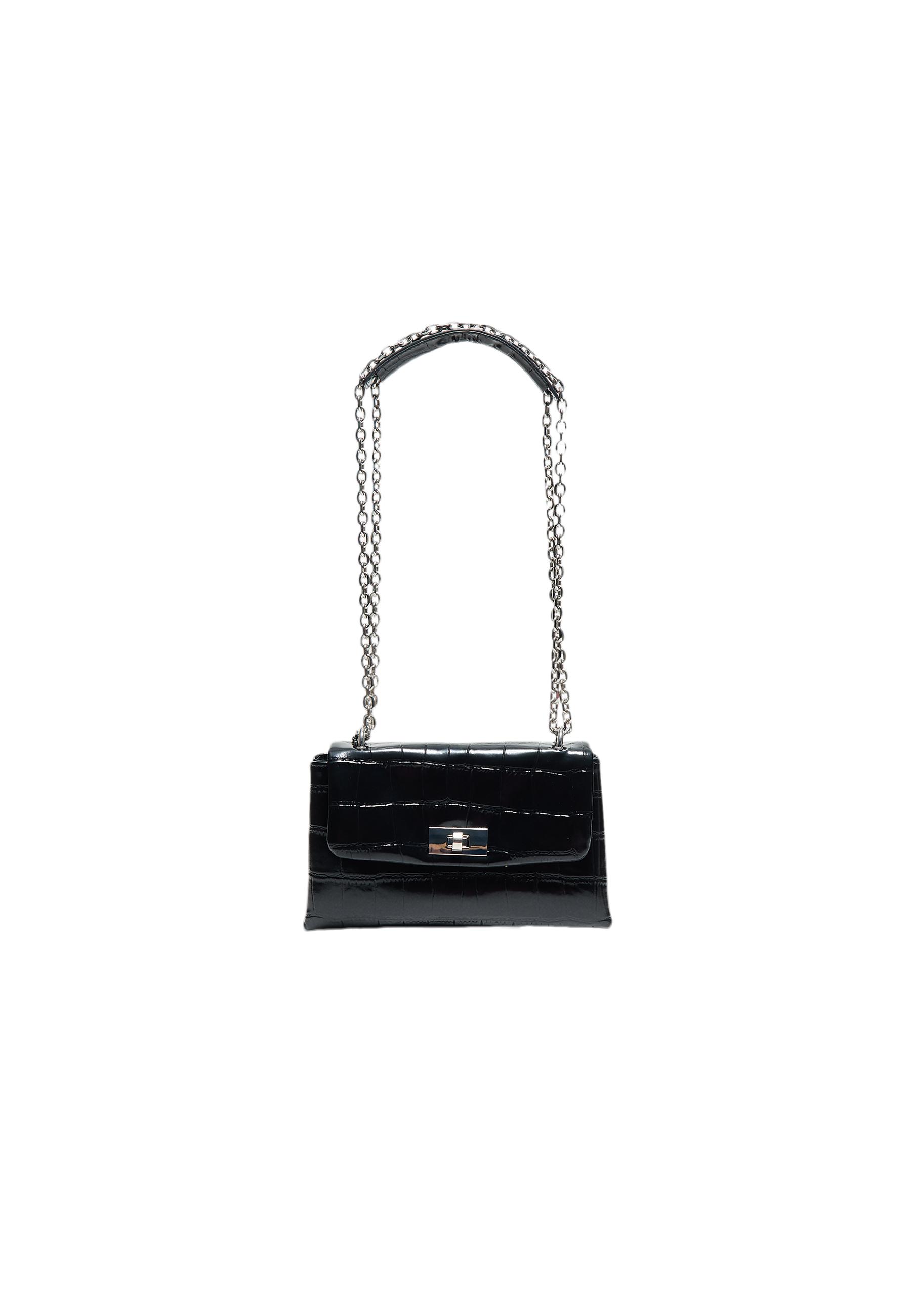 Rigid coconut effect crossbody bag — Black