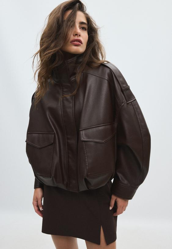Oversize suni deri ceket