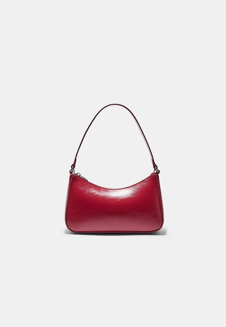 Schultertasche mit langer Kette Rot OS