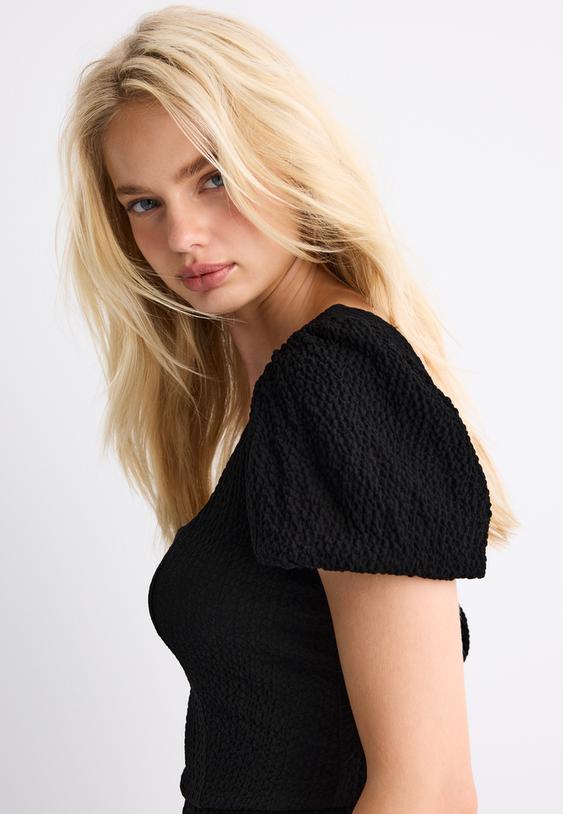 Stradivarius Robe Longue Fluide Dos Croisé Noir Xs