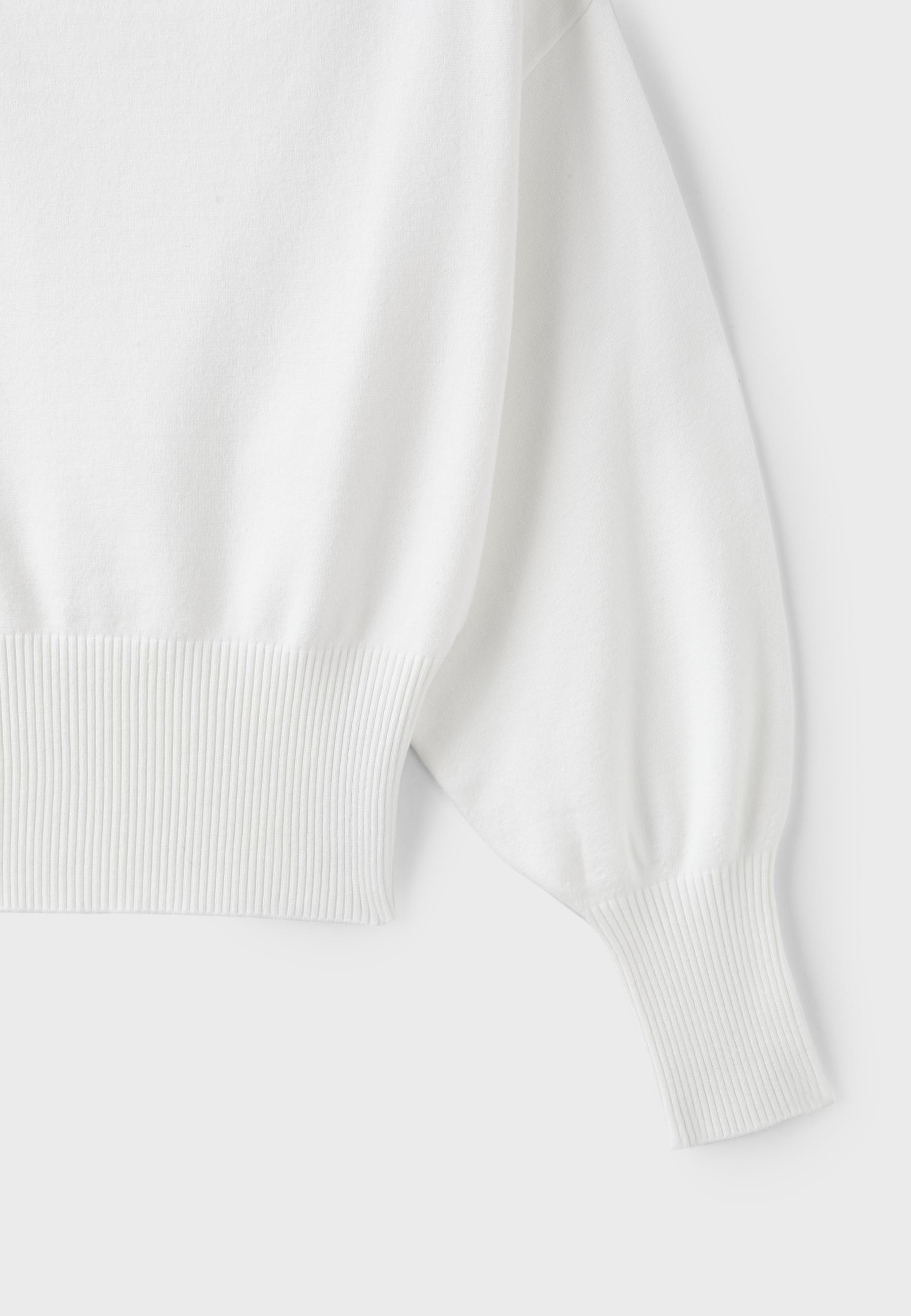Asymmetric ribbed hem knit jumper — Ecru