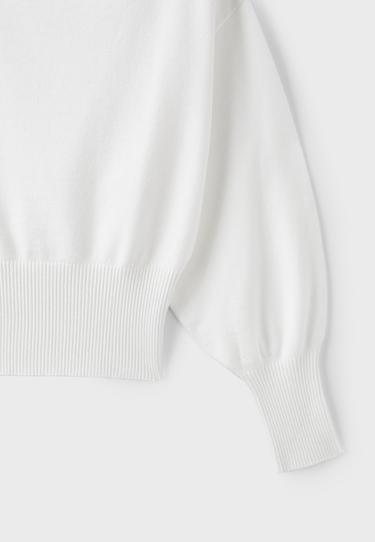 Asymmetric ribbed hem knit jumper — Ecru 9