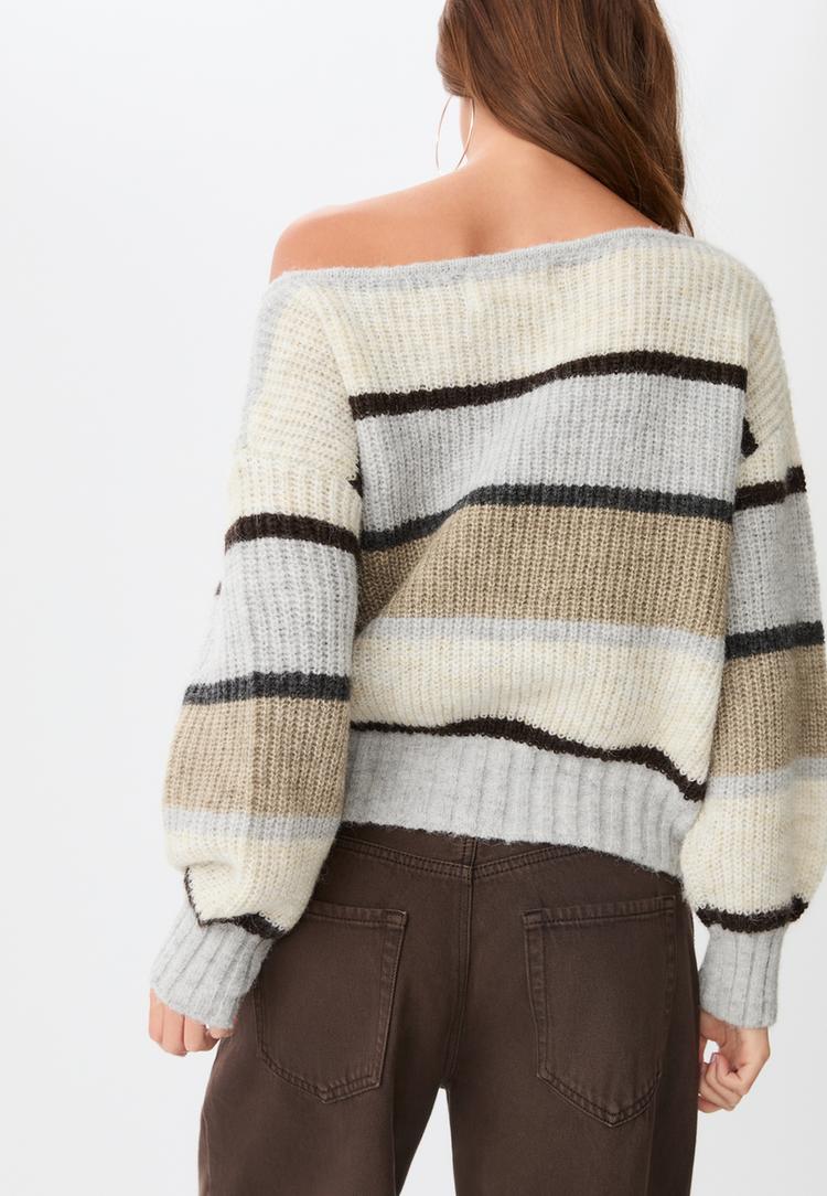 maglia girocollo a righe