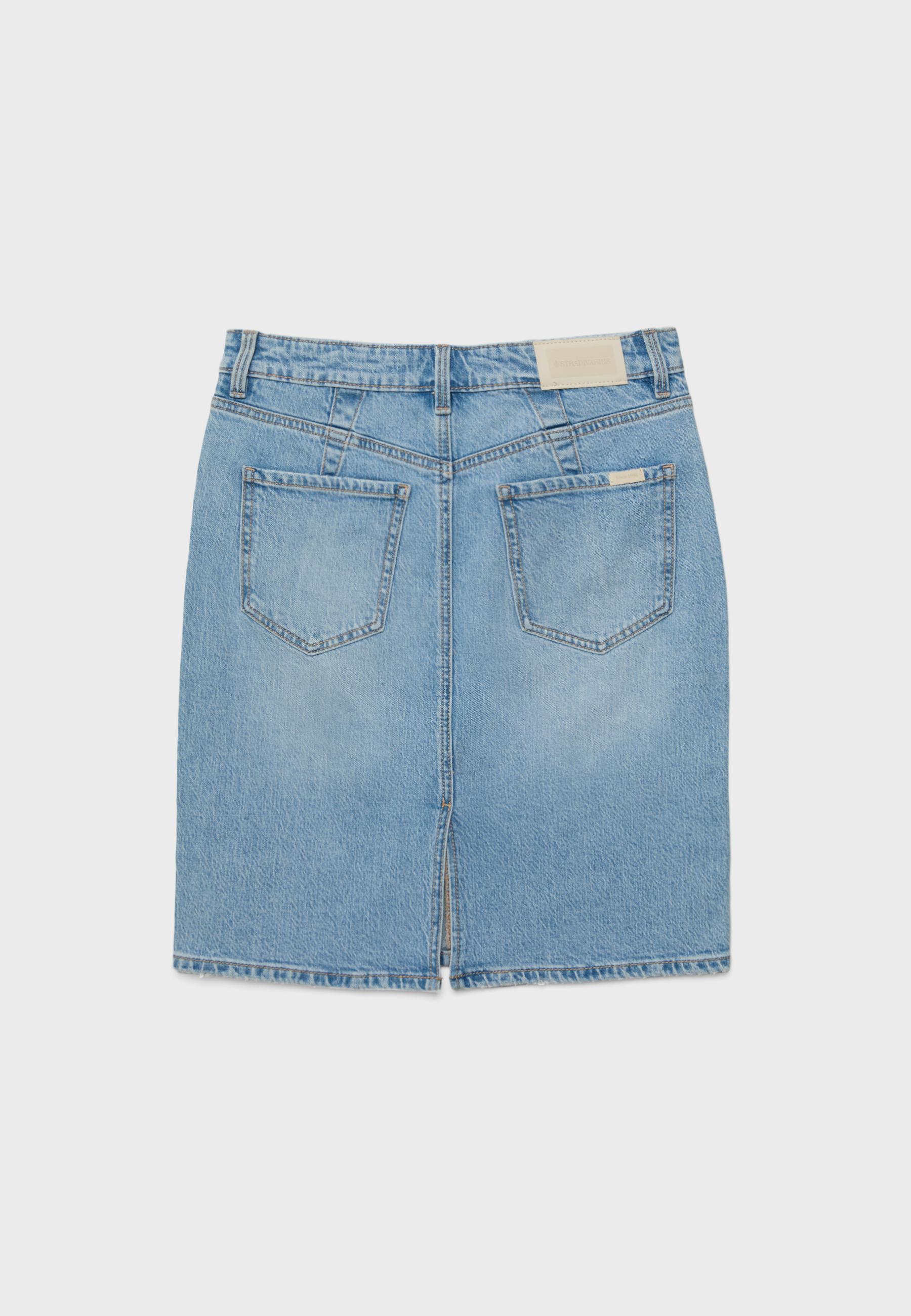 Denim midi skirt — MEDIUM LIGHT BLUE DENIM