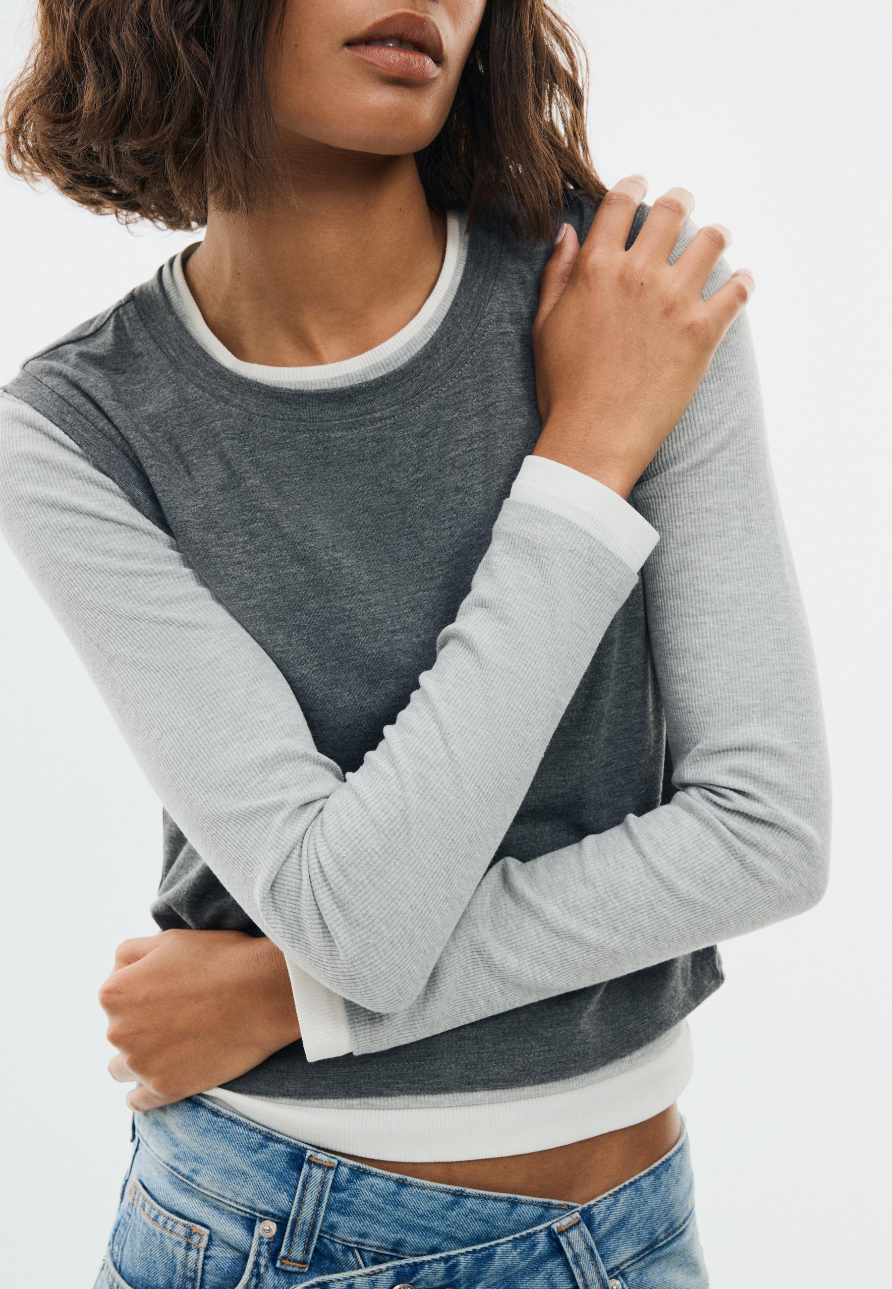 Triple garment long sleeve T-shirt — Dark grey