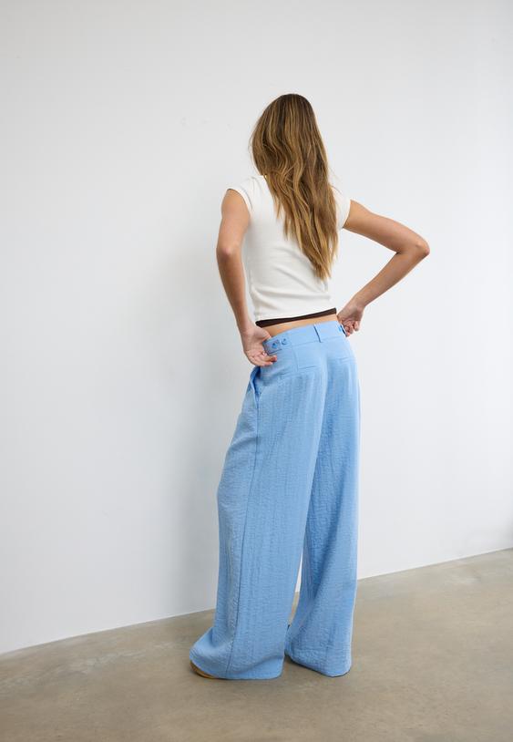 ayarlanabilir dugmeli keten karısımlı bol paca pantolon