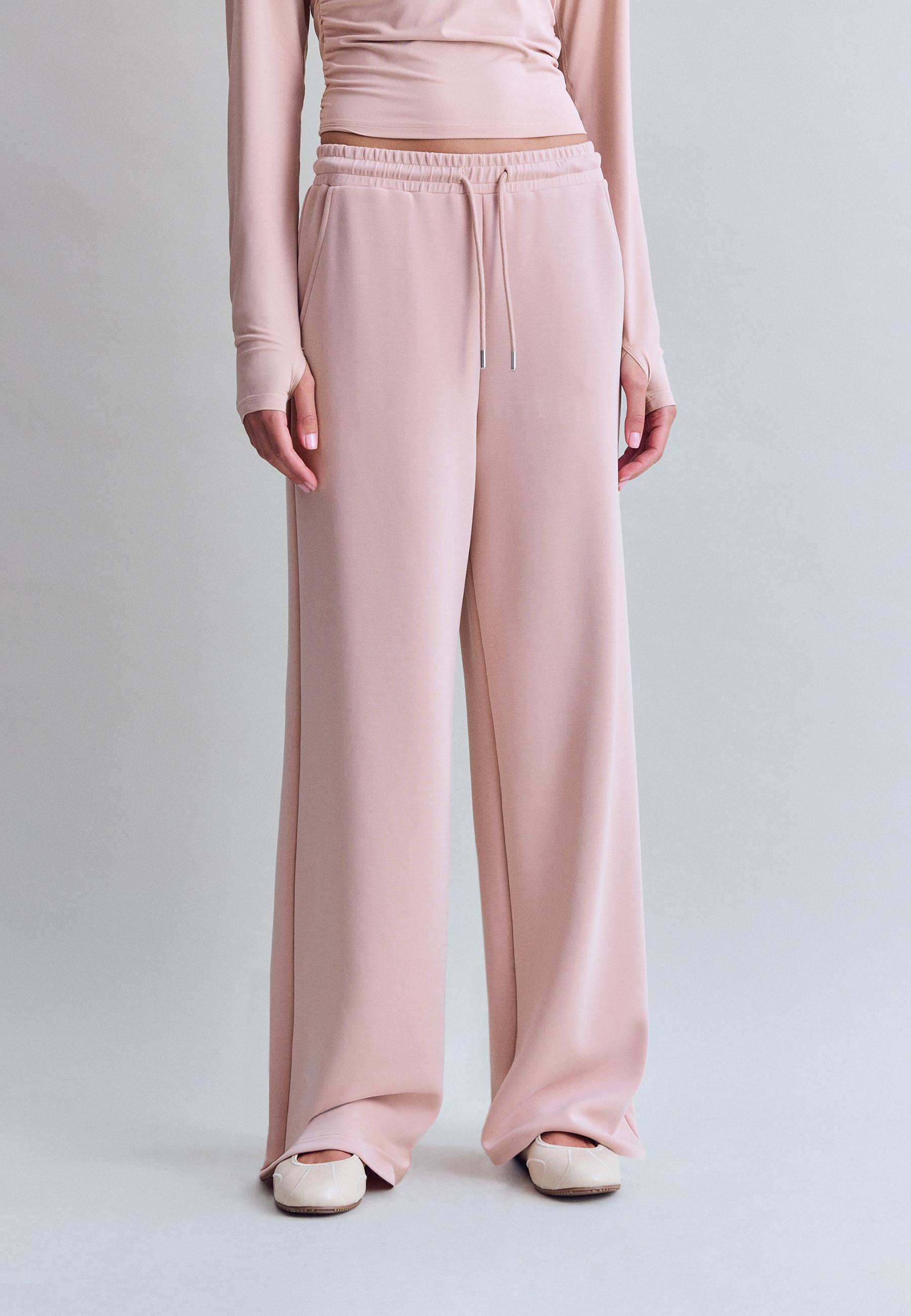 Stradivarius Παντελόνι Palazzo Jogger Με Απαλή Υφή Παστέλ Ροζ M