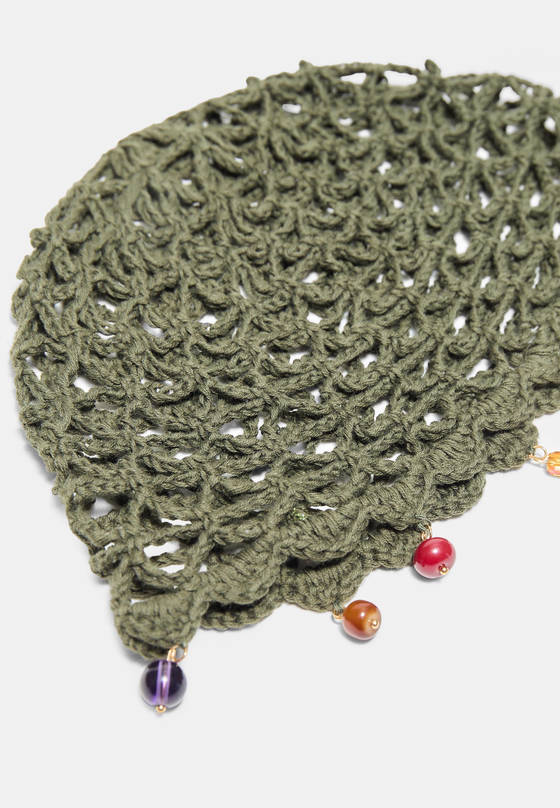 Beaded crochet cap