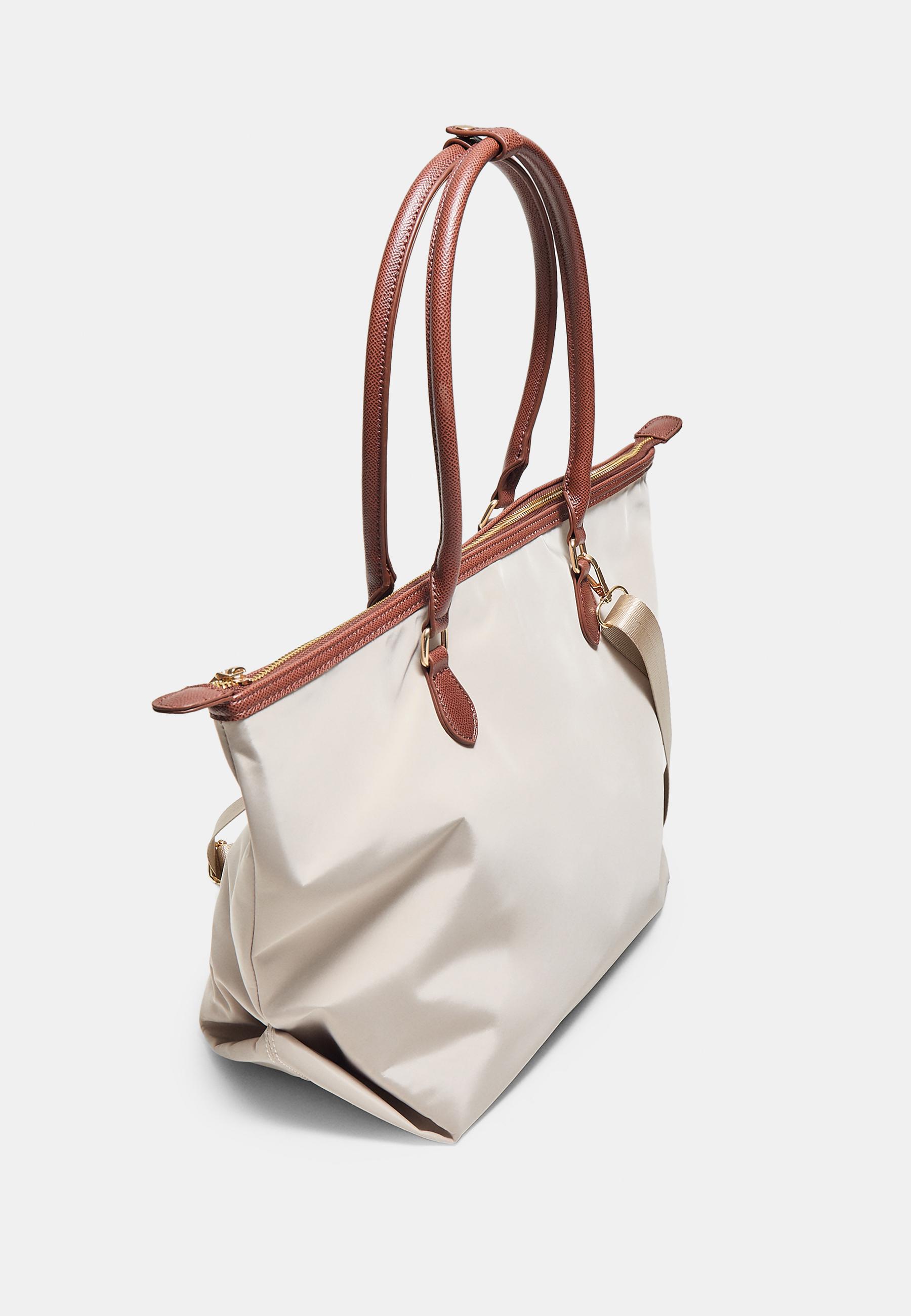 Contrast crossbody shopper bag — Stone