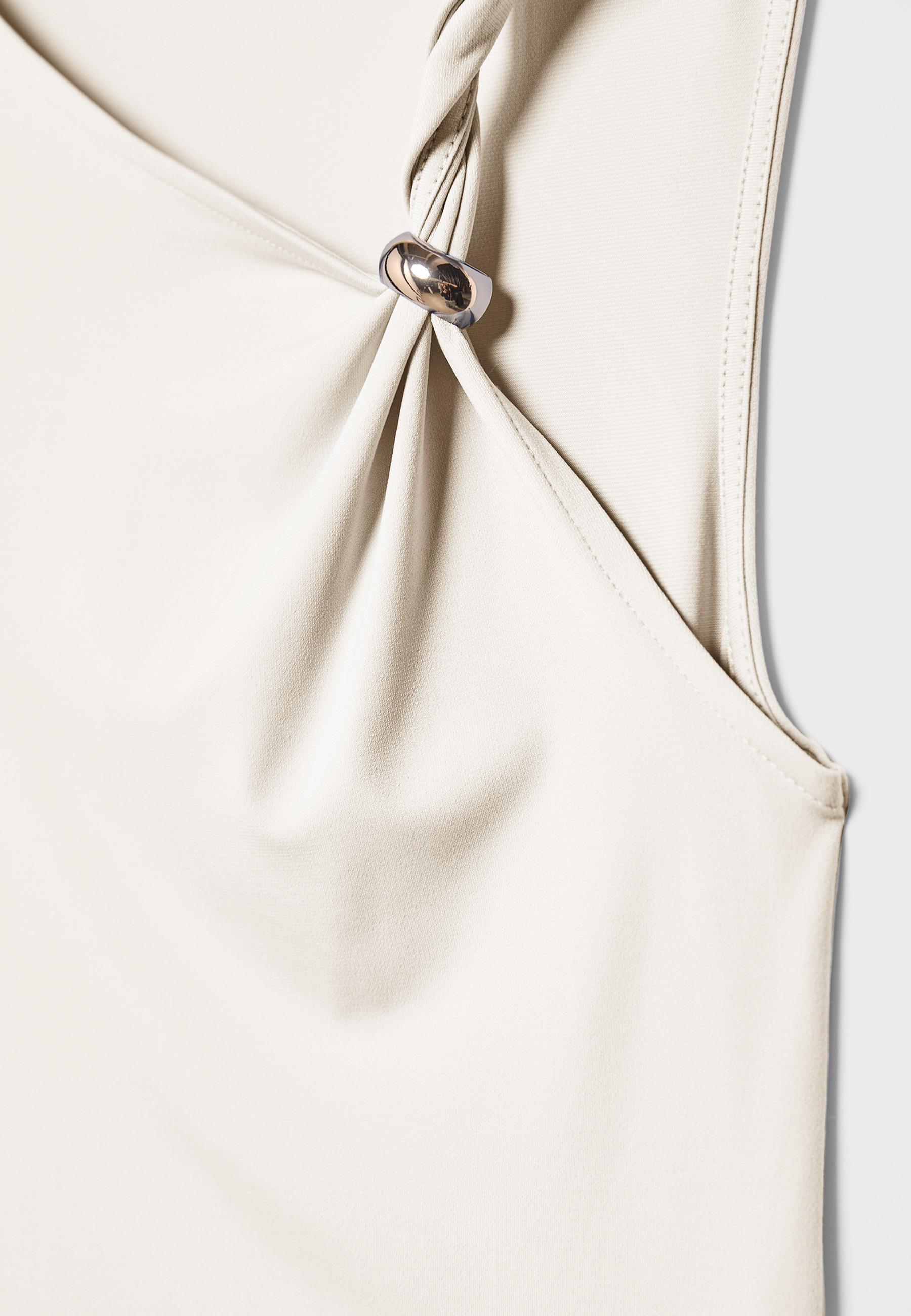 Asymmetric T-shirt with metal buckle — Ecru