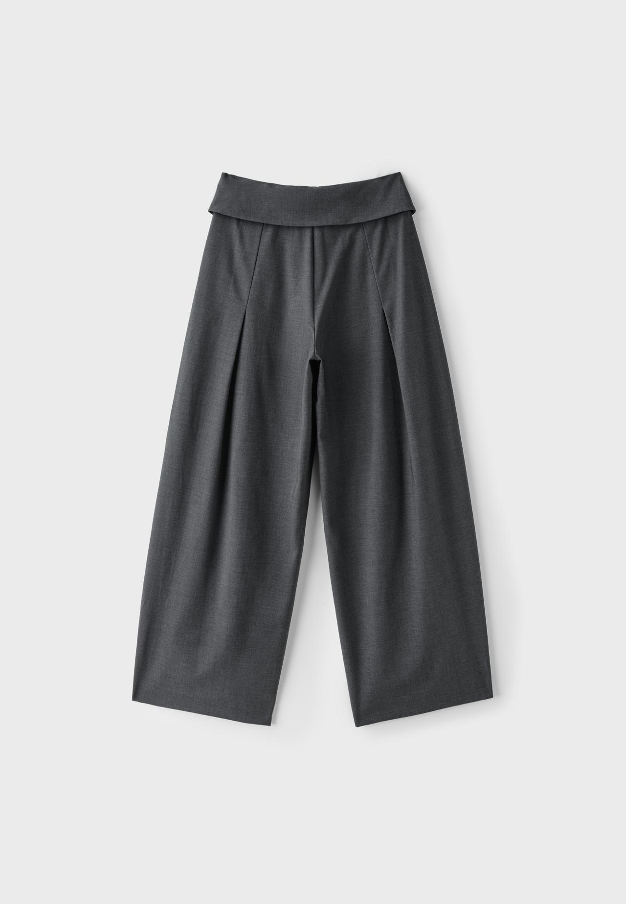 Turn-up waist smart trousers — Dark grey
