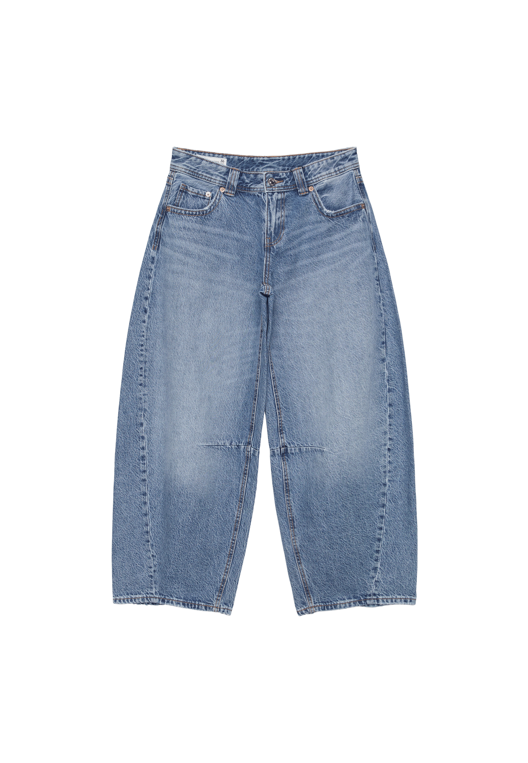 Low-waist barrel jeans — MEDIUM BLUE DENIM