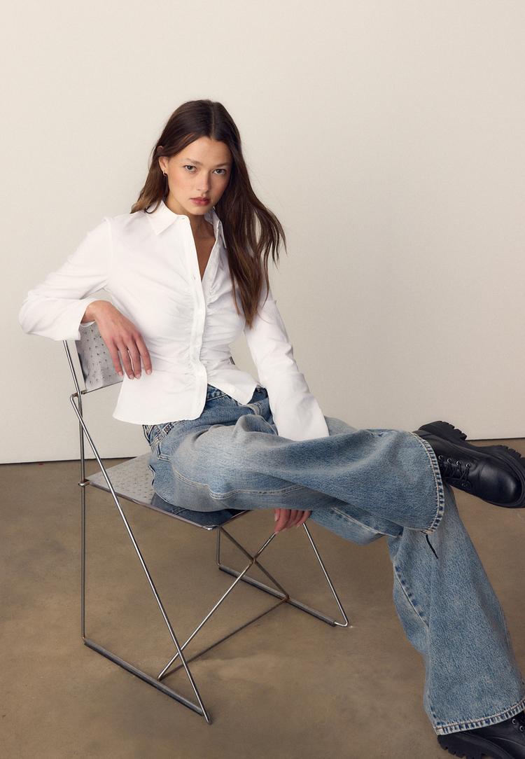 camisa fruncida lisa