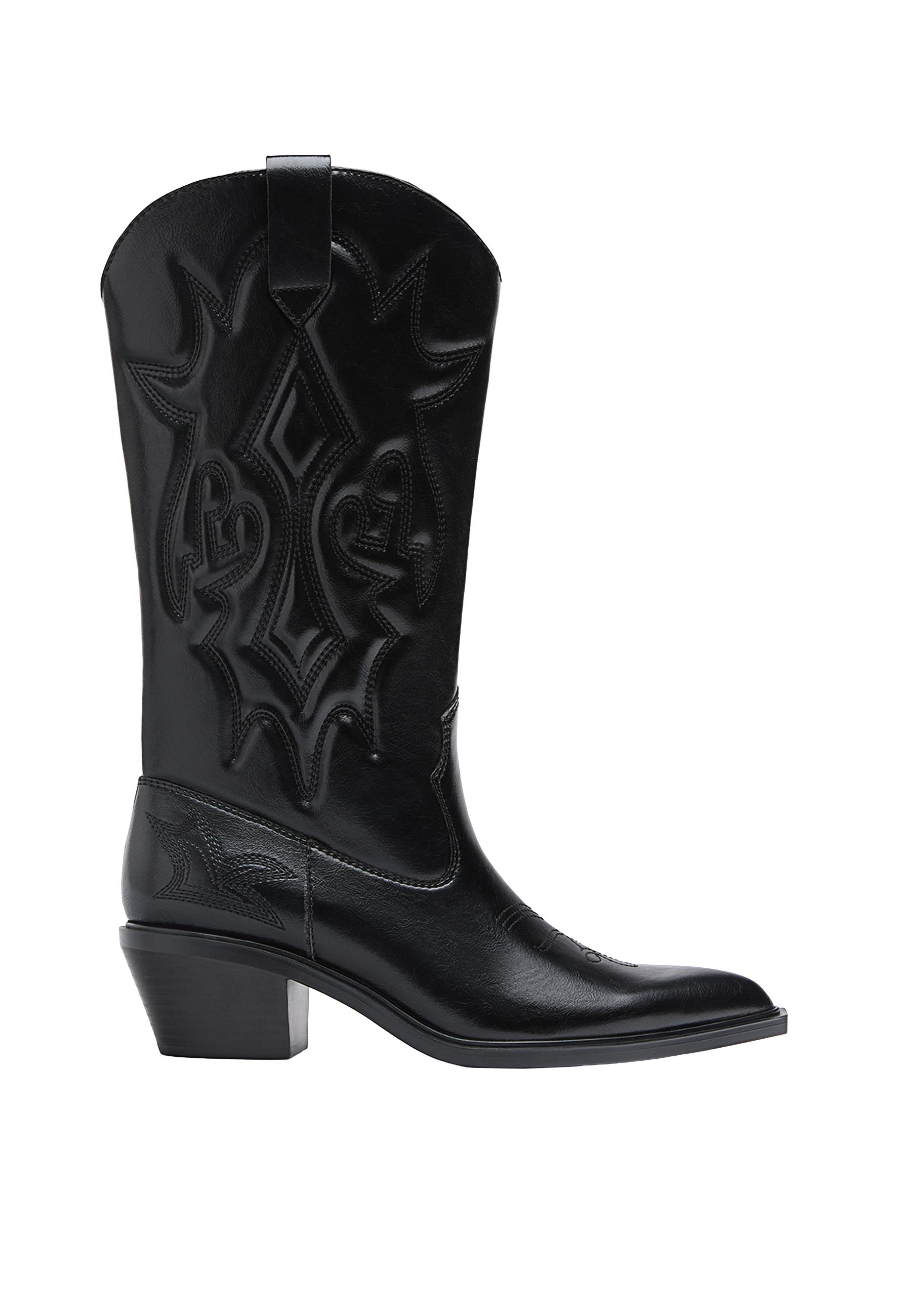 Heeled cowboy boots — BLACK
