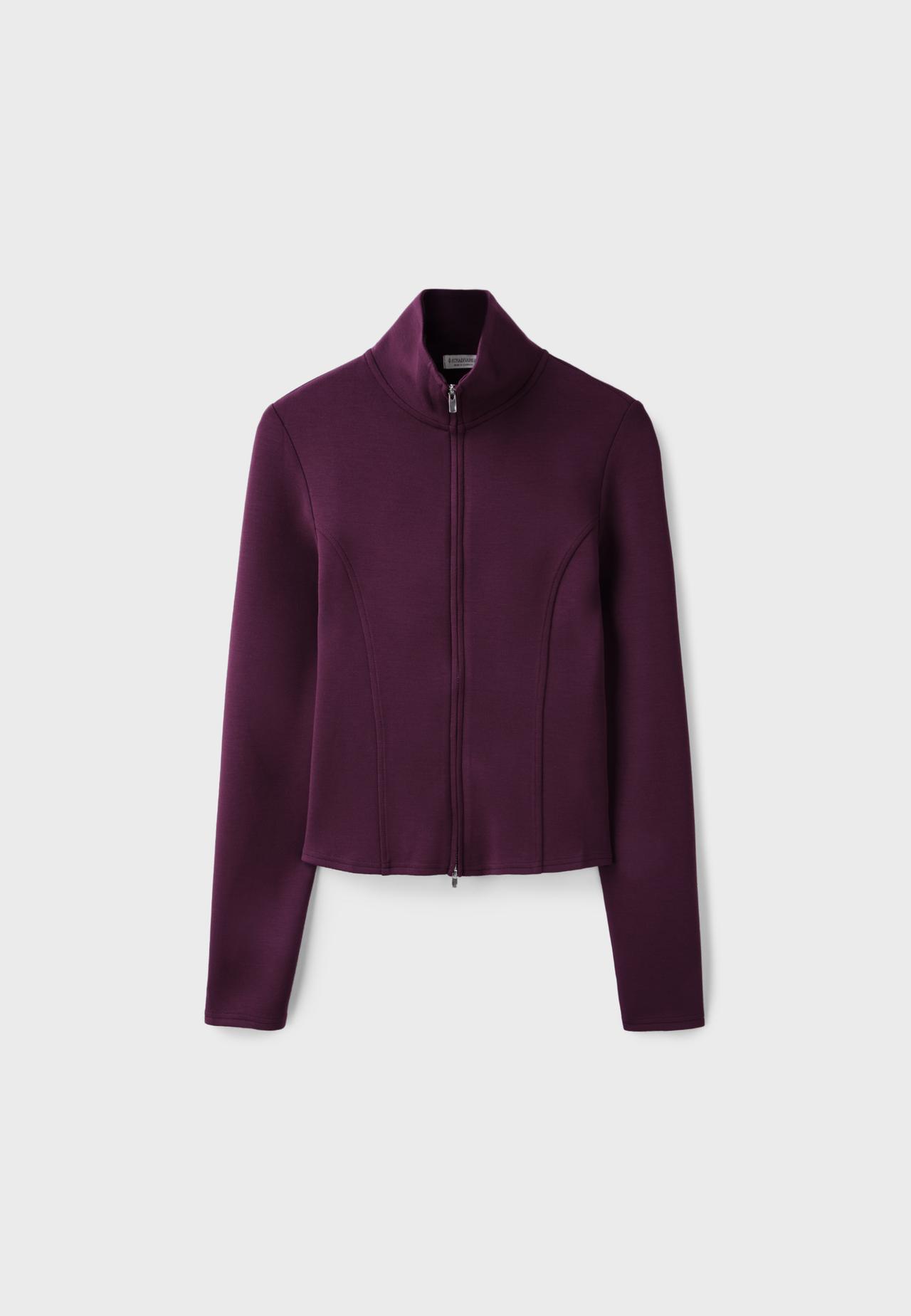 Soft-touch fitted zip-up sweatshirt — Dark purple