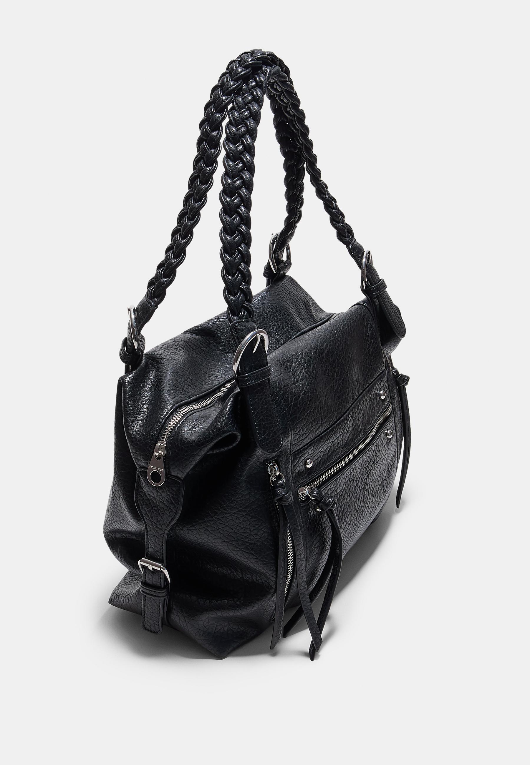 Shoulder bag with braided handle — Black