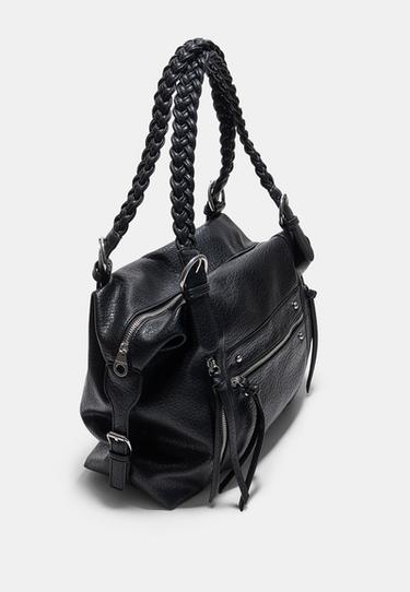 Braided handle shoulder bag — Black 3