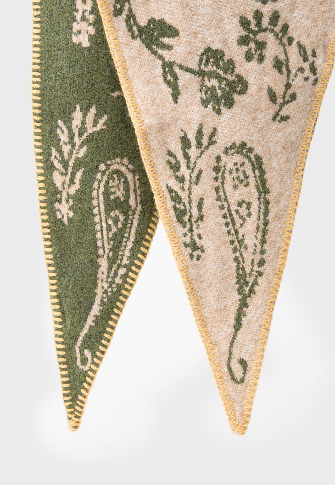 Paisley print triangular scarf — Khaki