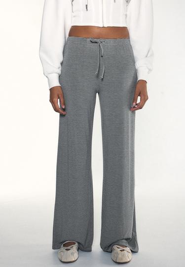 Striped slim-waist jogger trousers — Grey melange 2