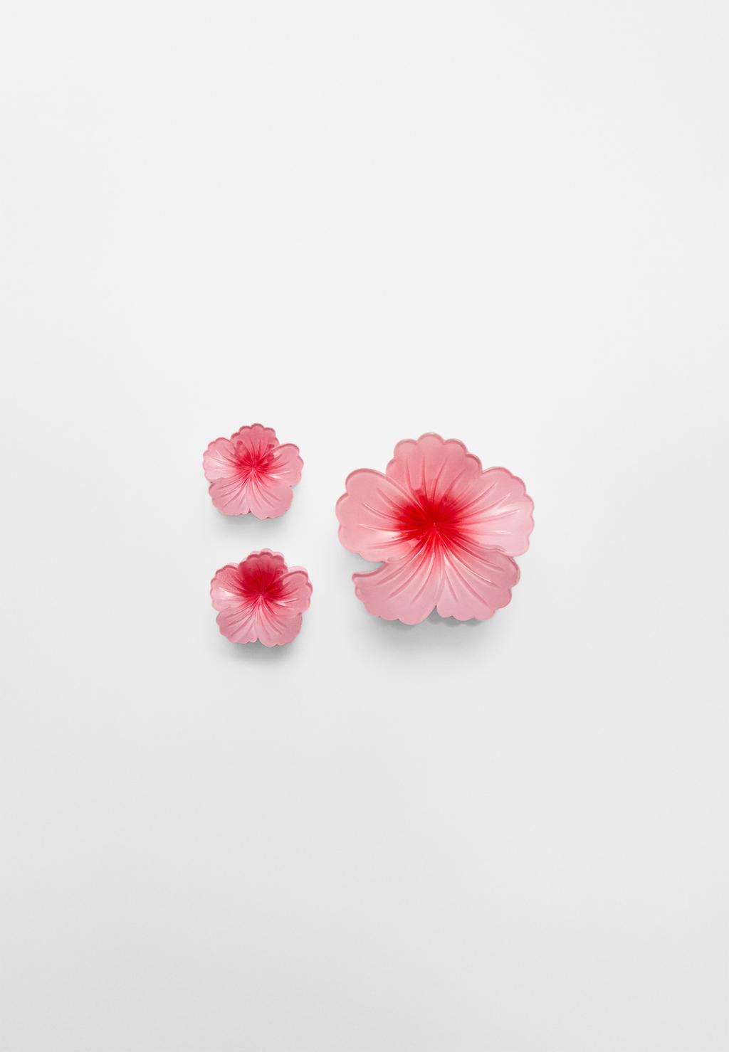 Pack of 3 floral hair clips