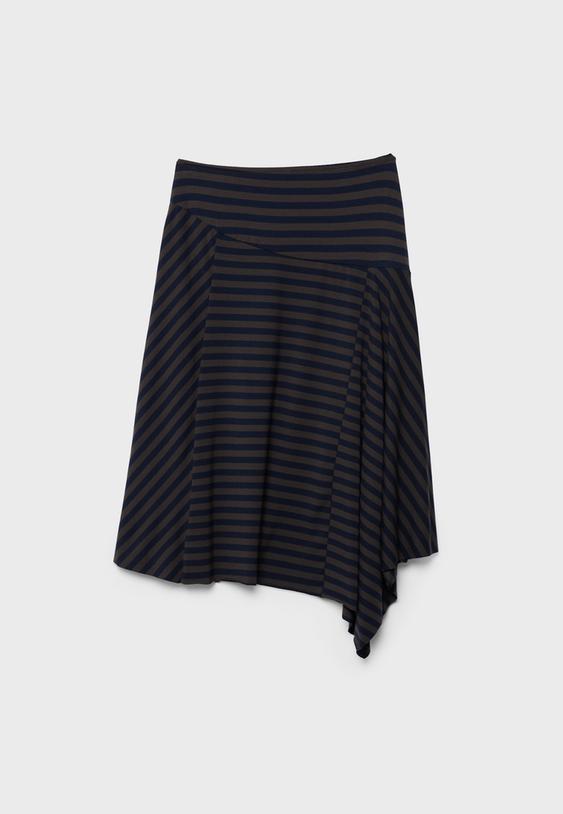 Çizgili uzun asimetrik etek - Görsel 8