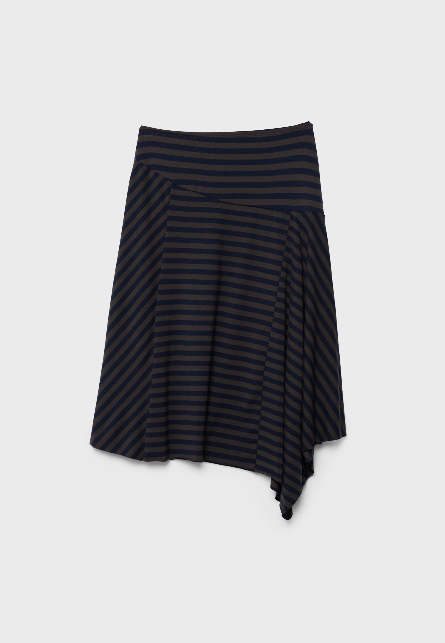 Asymmetric Striped Long Skirt — Navy blue