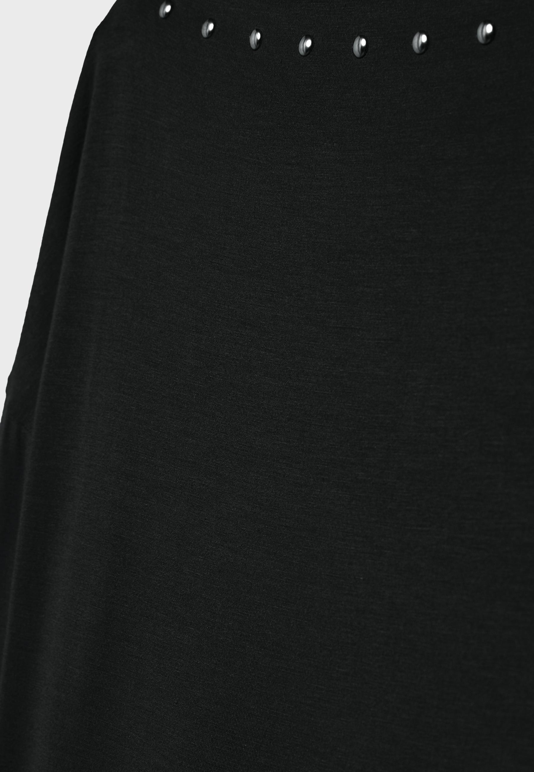Asymmetric T-shirt with studs — Black