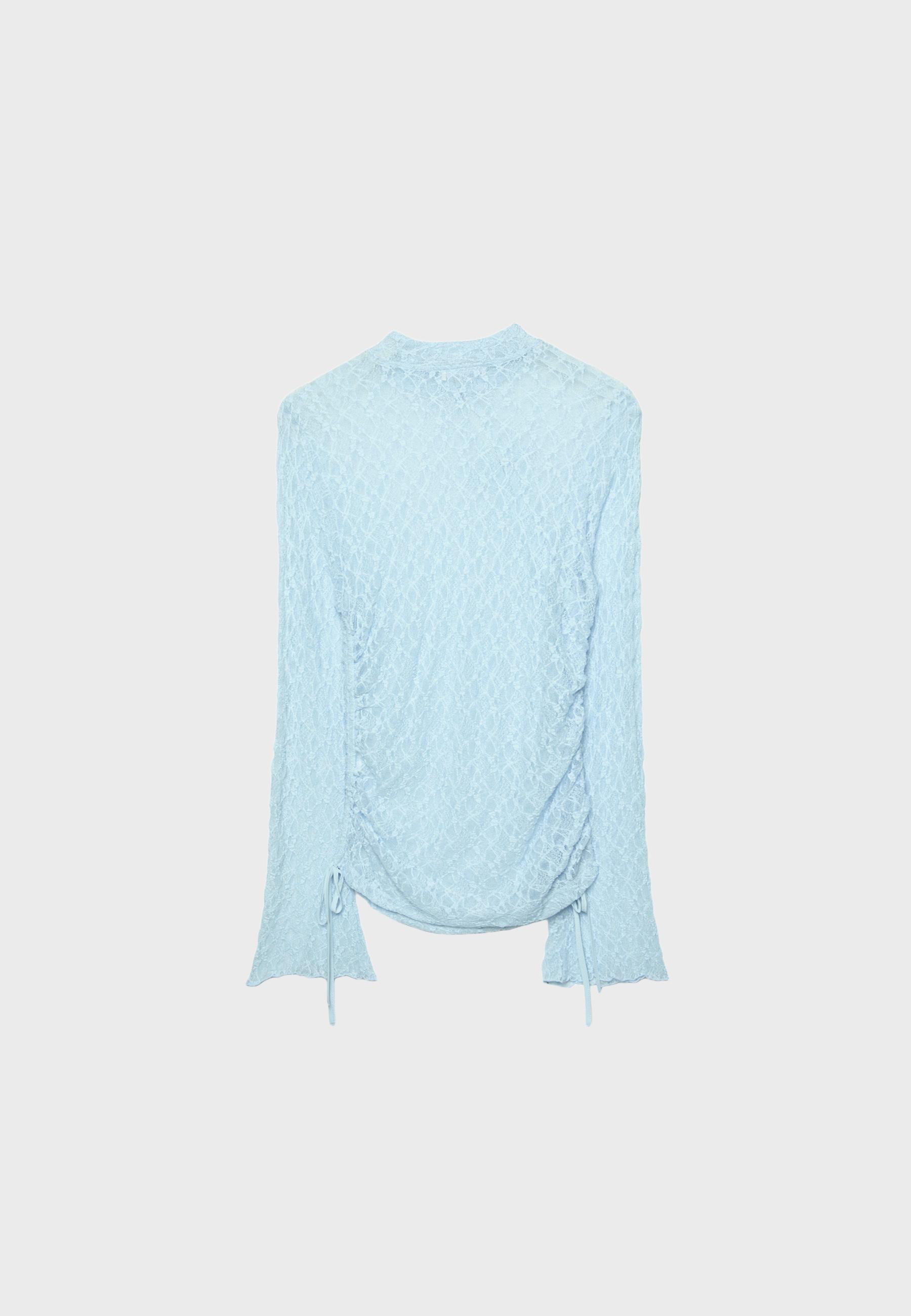 Long sleeve lace top — Sky blue