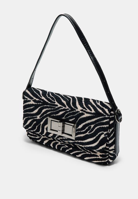Stradivarius Shoulder Bag With Metal Clasp Ecru Os