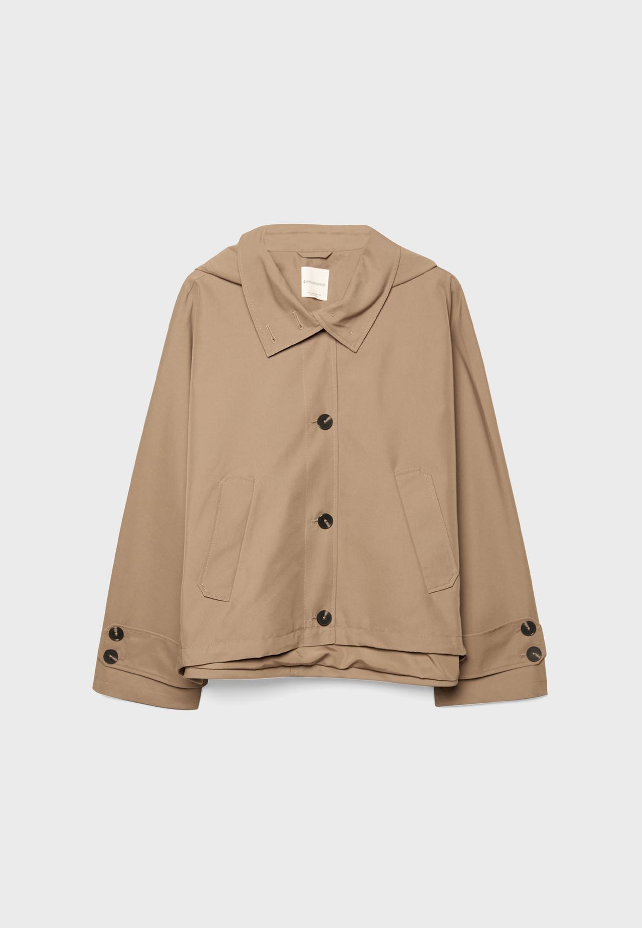 Short oversize trench coat with hood — Beige