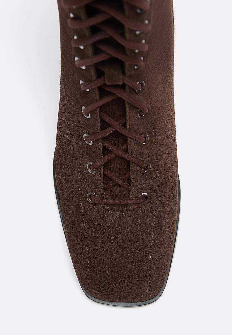 lace up leather high heel ankle boots