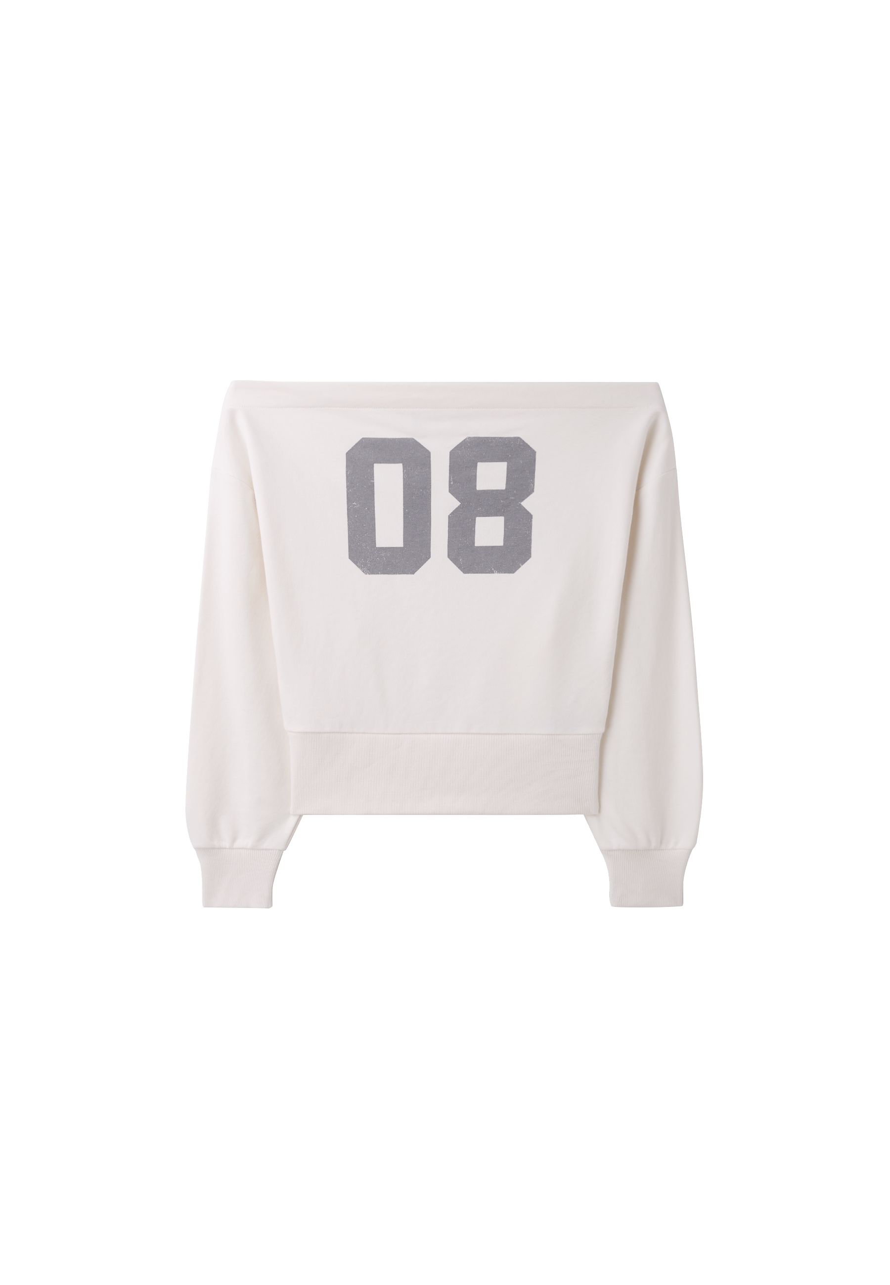 Cropped boat neck sweatshirt — Ecru
