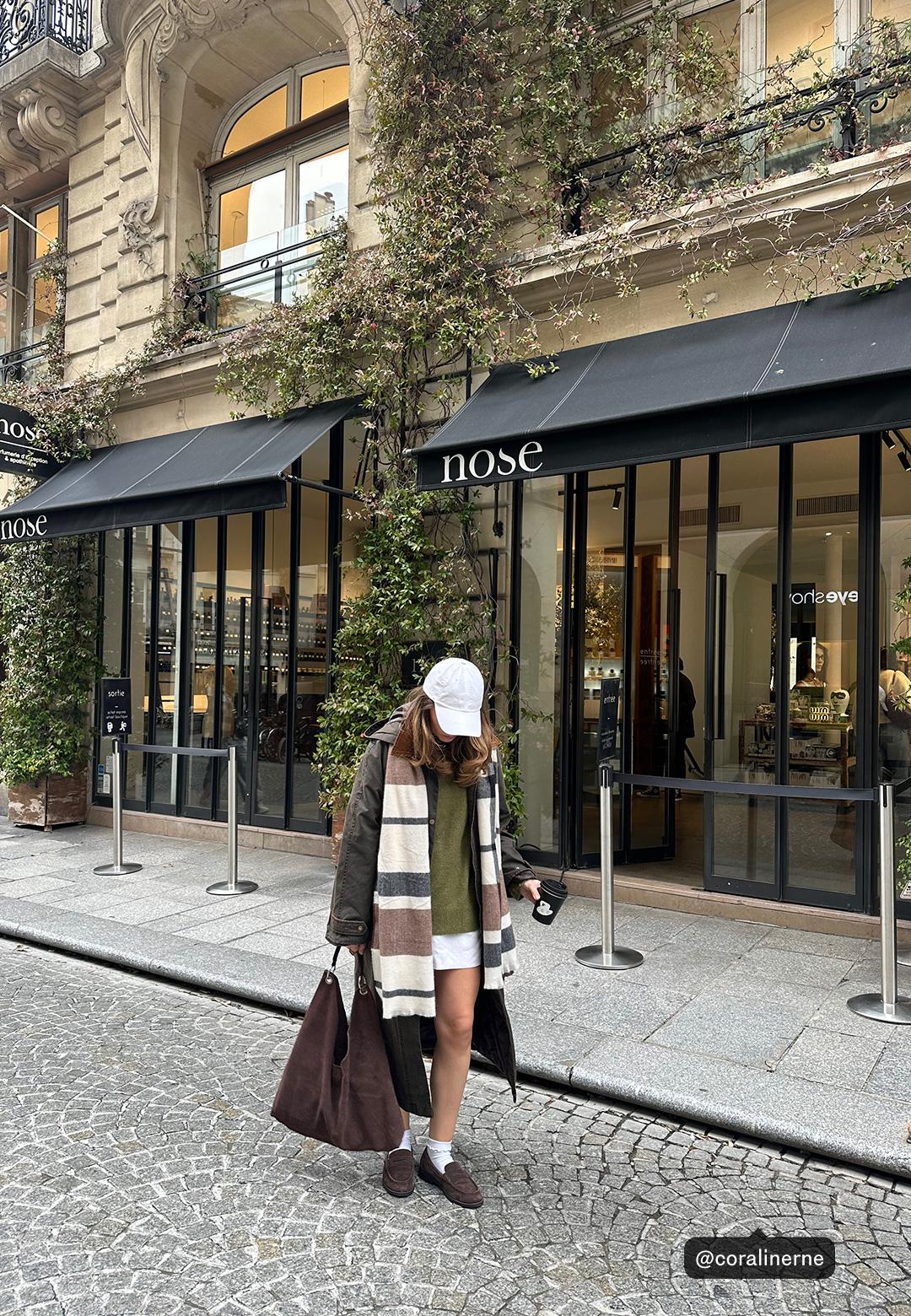 Checked scarf — Ecru