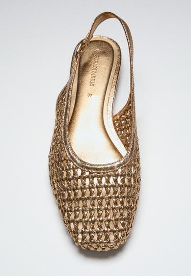Braided slingback ballerina flats — GOLD  2