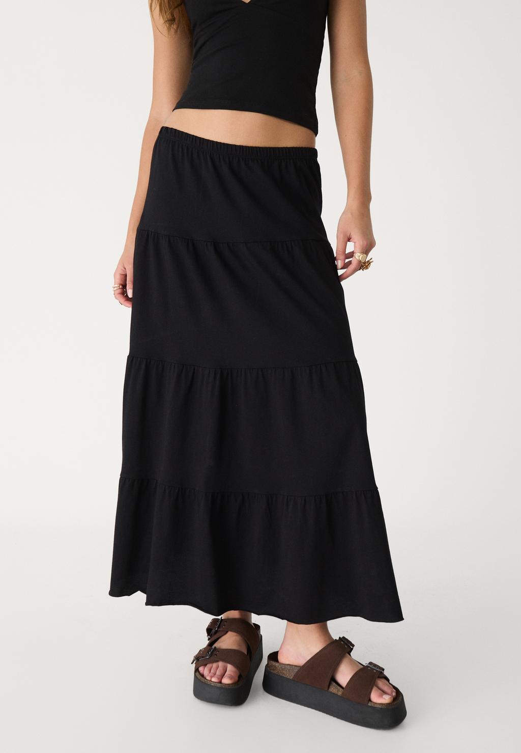 Long flowing knit skirt