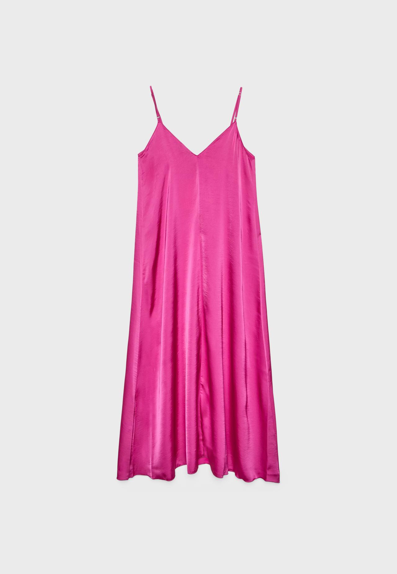 Long flowing satin dress — Fuchsia