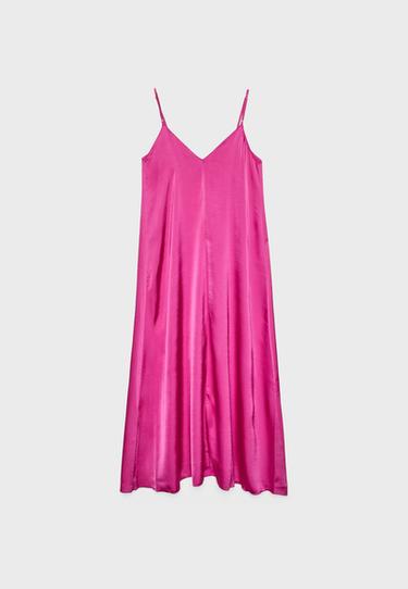 Long flowing satin dress — Fuchsia 7