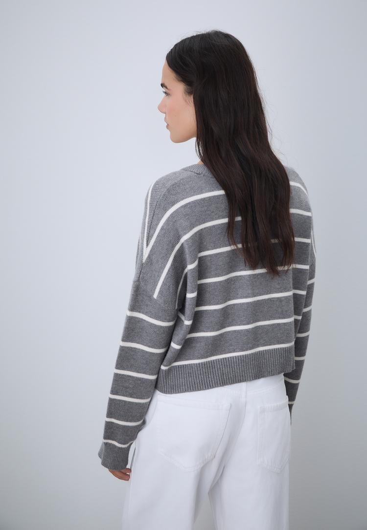 maglia crop a righe in maglia