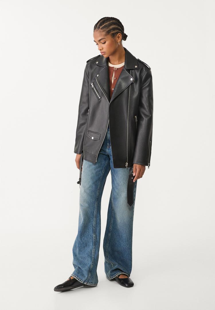 cazadora biker oversize efecto piel