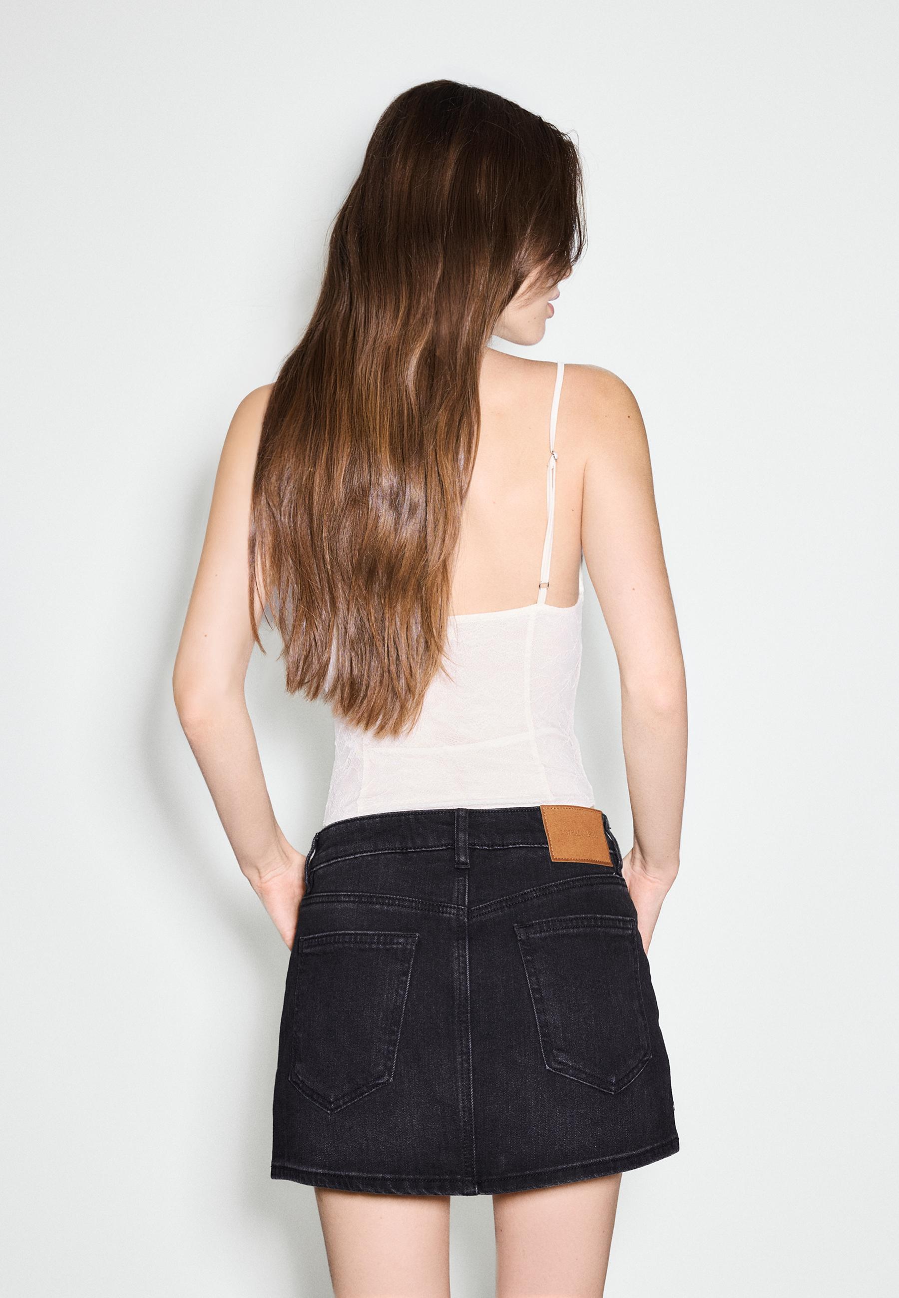 Mini crossover skort — BLACK DENIM WASH