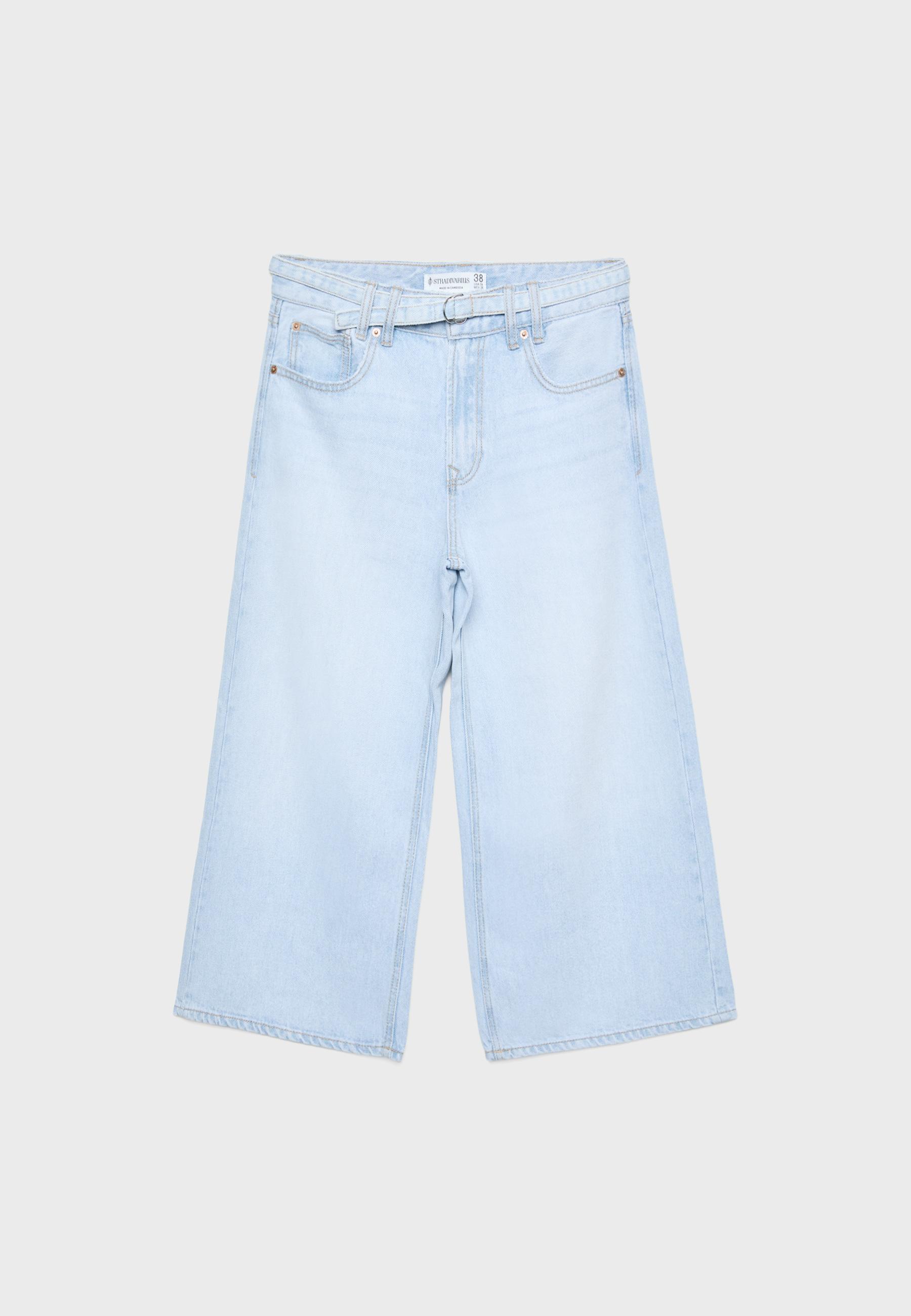 スカート rosyluceEmbroidery Flower denim culottes Hand embroidered Floral Denim Culottes