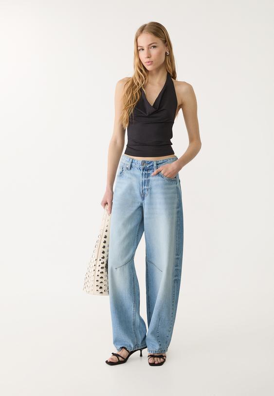 top halter escote fluido