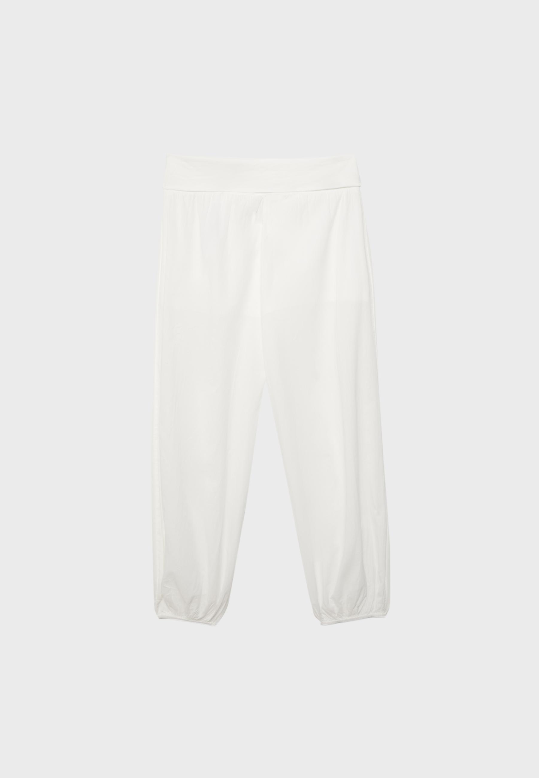 Balloon trousers with turn-down waist — Ecru