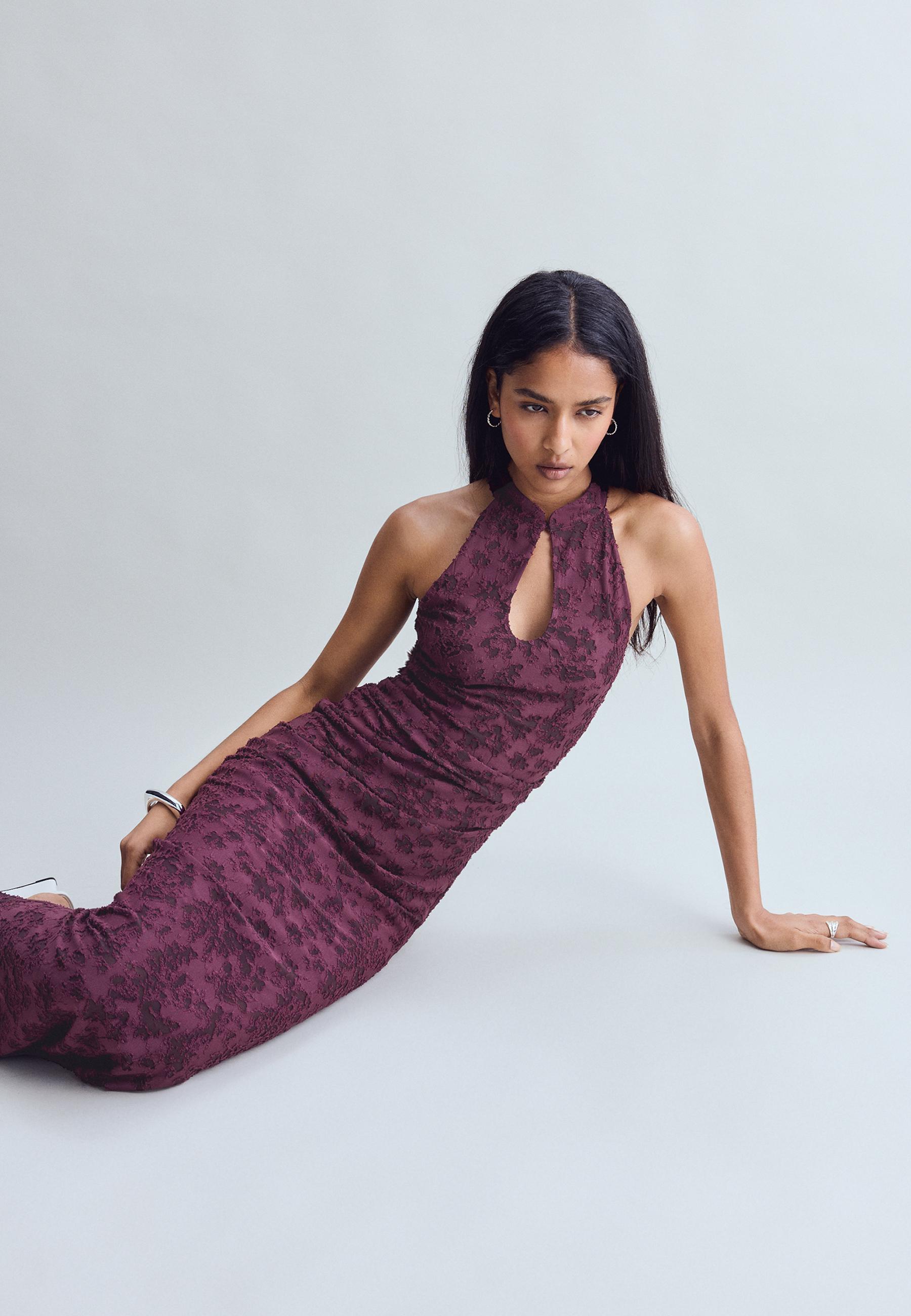Jacquard midi dress — Purple