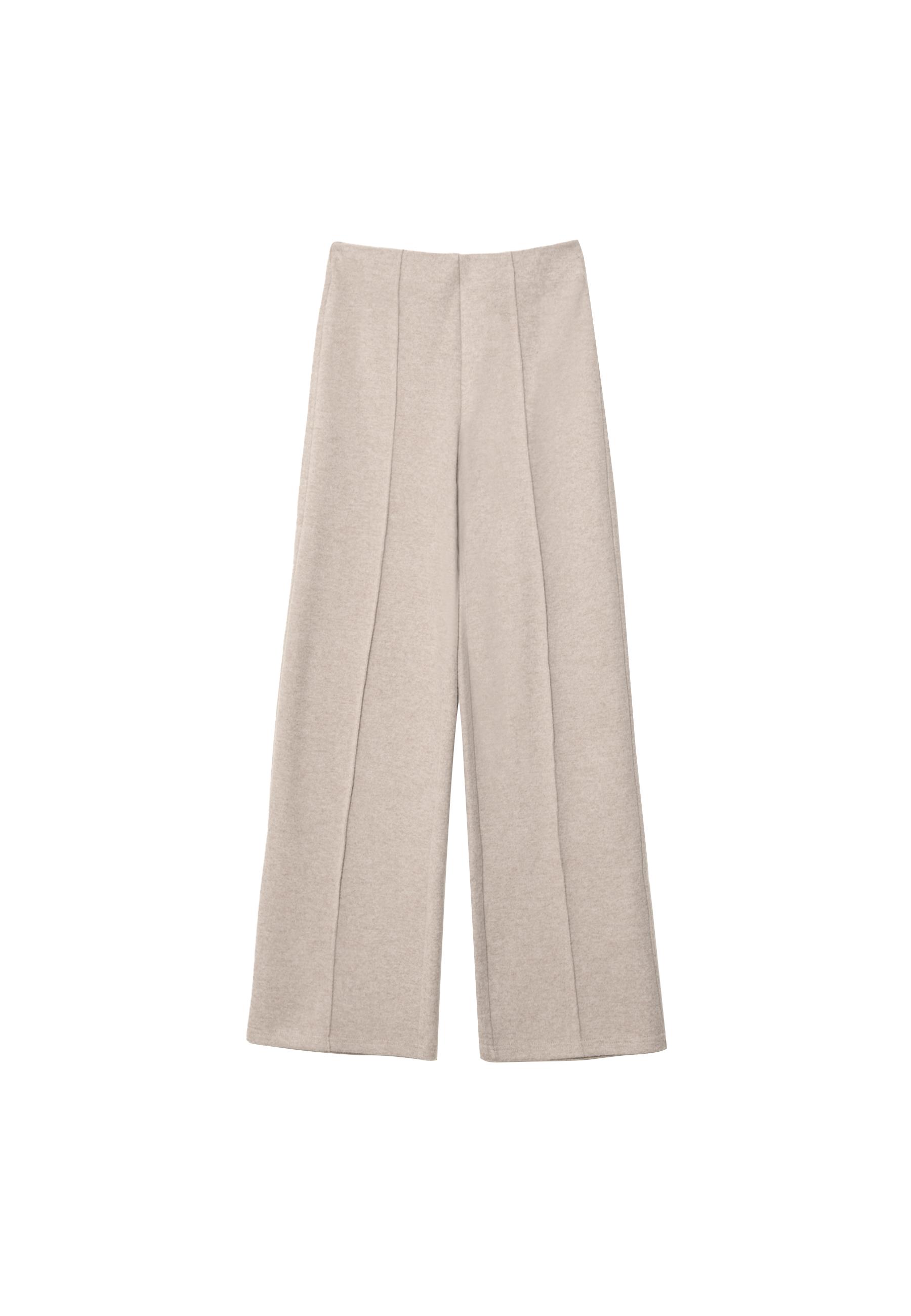 Knit trousers with seam detail — Beige melange