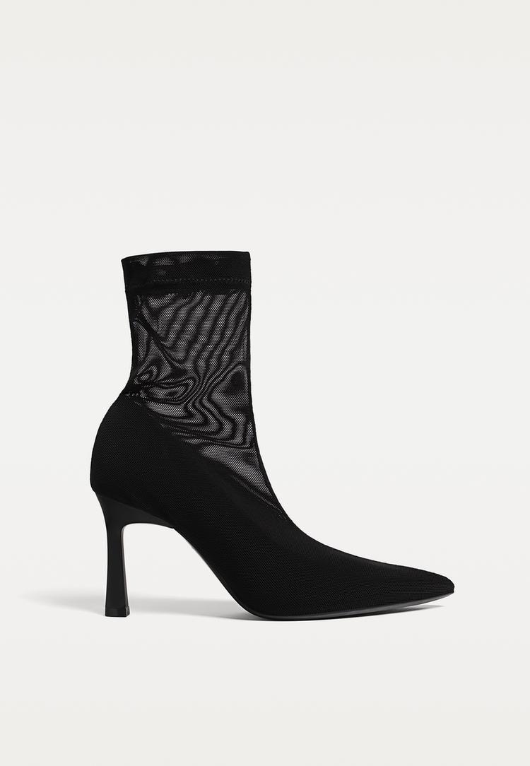 botines tacon fino rejilla